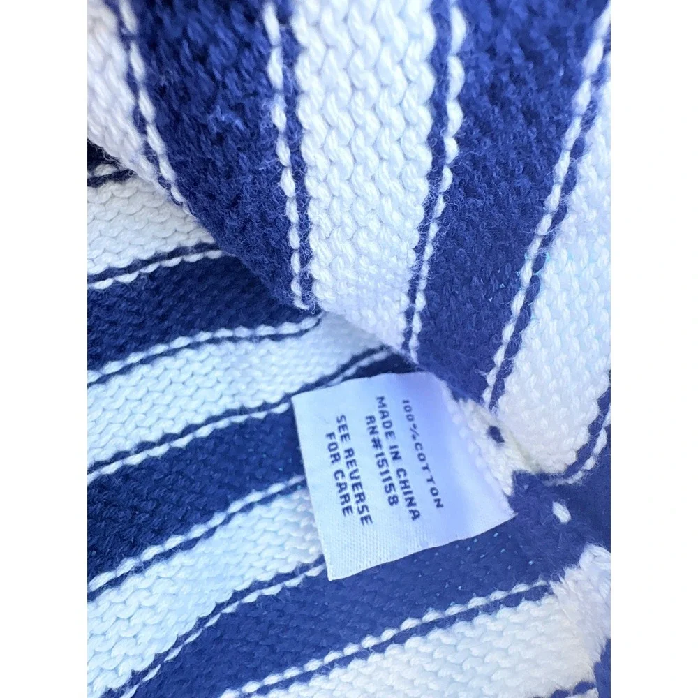 525 Sailor Navy White Striped Polo Collar Knit‎ Sweater Dress Medium Nautical